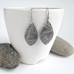 Silver Fern Teardrop Earrings