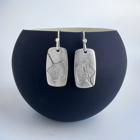 Ginkgo Leaf Rectangle Earrings