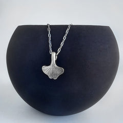 Tiny Ginkgo Leaf Charm Necklace