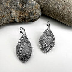 Silver Fern Teardrop Earrings