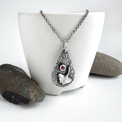Ruby Ginkgo Love Pendant