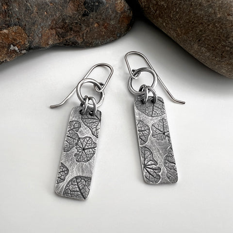 Silver Rectangle Nasturtium Earrings 2