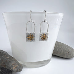Gold Flower Dangle Earrings