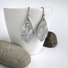 Silver Fern Teardrop Earrings