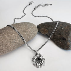 Silver Black Eyed Susan Necklace