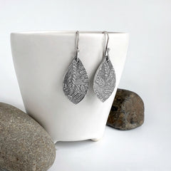 Silver Fern Teardrop Earrings
