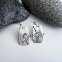 Ginkgo Leaf Rectangle Earrings