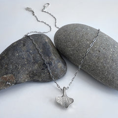 Tiny Ginkgo Leaf Charm Necklace