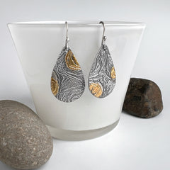 Gold and Silver Teardrop Earrings