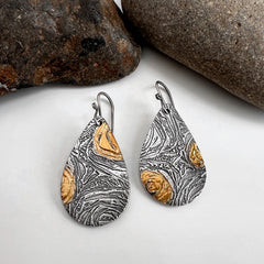 Gold and Silver Teardrop Earrings