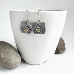 Silver and Gold Square Earrings