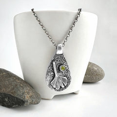 Ginkgo Love Teardrop Necklace