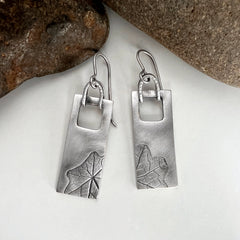 Silver Rectangle Nasturtium Earrings