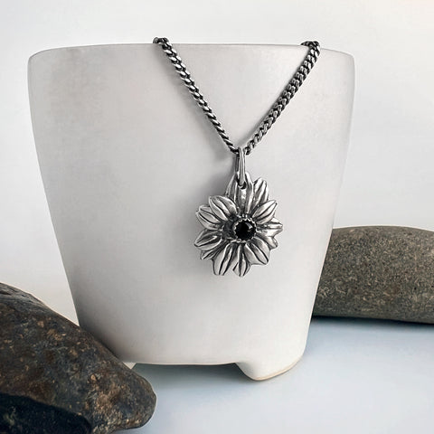 Silver Black Eyed Susan Necklace