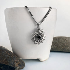 Silver Black Eyed Susan Necklace