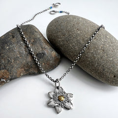 Small Silver Flower Necklace