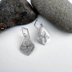 Silver Hydrangea Teardrop Earrings
