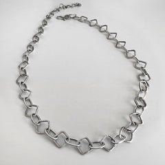 Textured Square and Oval Chain Necklace