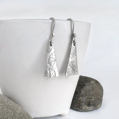 Silver Violet Triangle Earrings