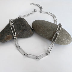 Silver Rectangle Link Chain Necklace 2