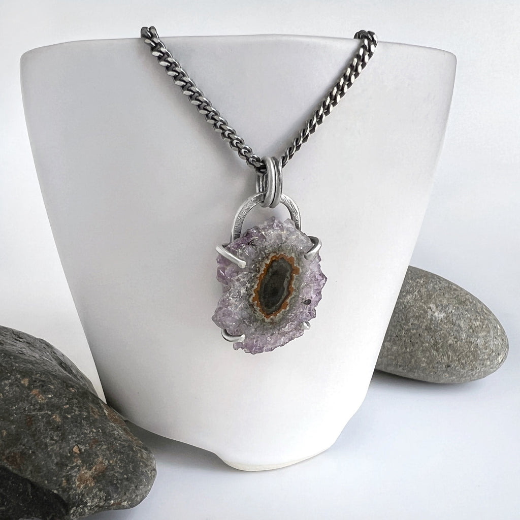 Amethyst Geode Crystal Necklace