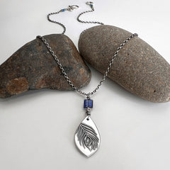 Silver Peacock Feather Necklace