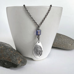 Silver Peacock Feather Necklace