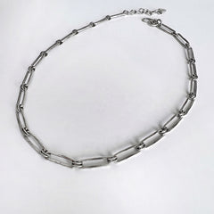 Silver Rectangle Link Chain Necklace