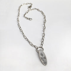 Hand Carved Silver Floral Necklace, Handmade Silver Chain