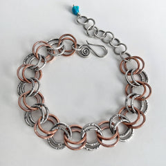 Silver and Copper Circles Bracelet