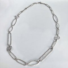 Silver Ovals and Marquis Necklace