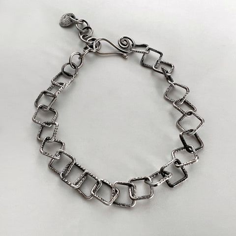Square Silver Chain Bracelet
