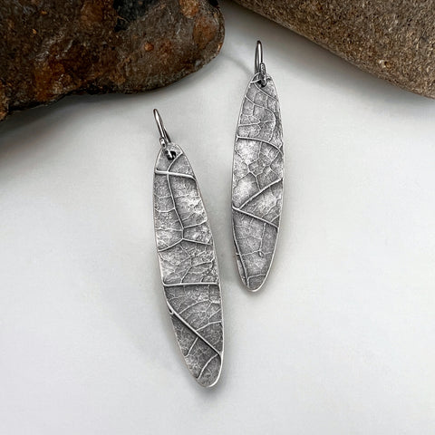 Silver Leaf Dangle Earrings