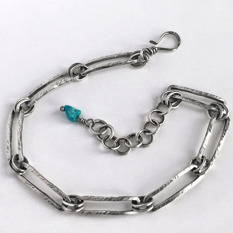 Curved Rectangle Silver Link Bracelet