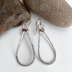 Copper and Silver Teardrop Earrings