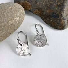 Silver Stamped Daisy Earrings
