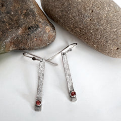 Pink Tourmaline Bar Earrings