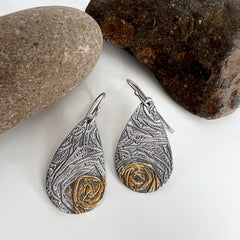 Gold and Silver Teardrop Earrings