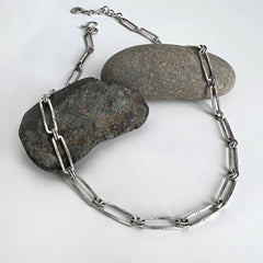 Silver Rectangle Link Chain Necklace