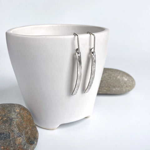 Curved Silver Bar Earrings