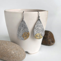 Gold and Silver Teardrop Earrings