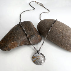 Textured Silver and Gold Dome Necklace