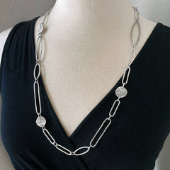 Silver Ovals and Marquis Necklace