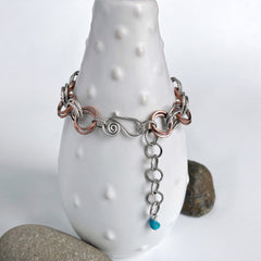 Silver and Copper Circles Bracelet