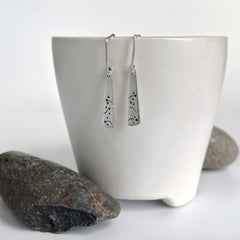 Small Silver Triangle Flower Earrings