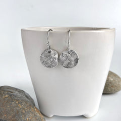 Silver Stamped Daisy Earrings