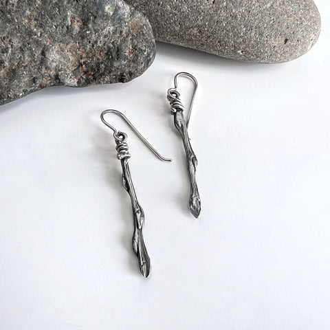 Silver Twig Earrings