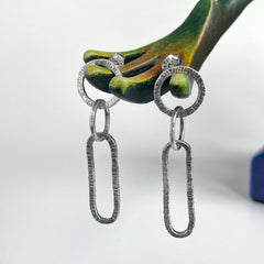 Silver Circle and Oval Post Earrings