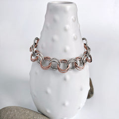 Silver and Copper Circles Bracelet