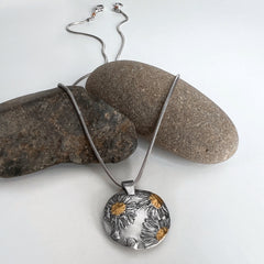 Aster Flower Pendant in Silver and Gold